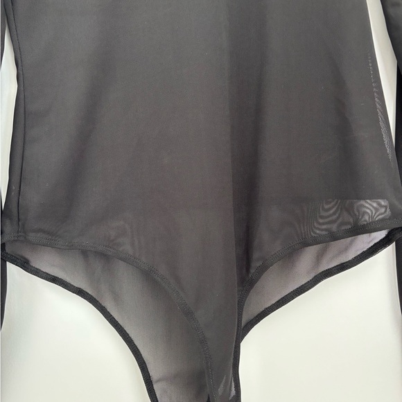 Black Sheer Mesh Long-Sleeve Bodysuit - Women - Picture 5 of 9